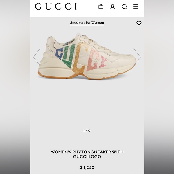 Women’s Rython Sneaker with Gucci Logo - Picture 2 of 11